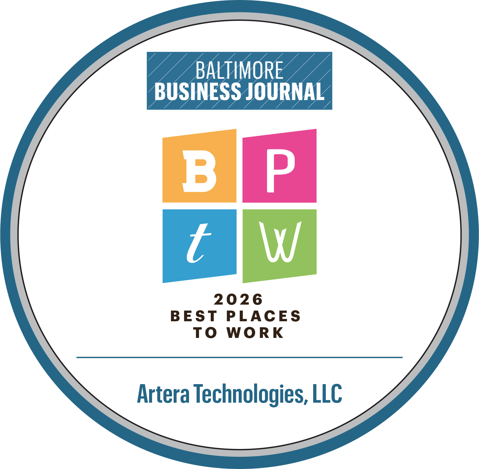Blatimore Business Jorunal best places to work 2025 badge.